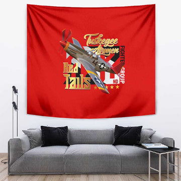 Tuskegee Red Tails Airmen Tapestry African American WWII Fighter Pilot Legacy DT02