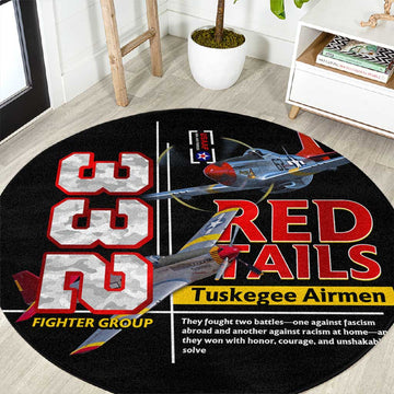 Red Tails Tuskegee Airmen Round Carpet 332nd Fighter Group WWII Legacy Tribute DT02