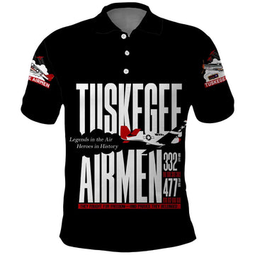 Wings of Honor Tuskegee Airmen Polo Shirt 332nd 477th Fighter Group Tribute DT02