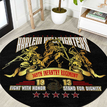 Harlem Hellfighters 1913 Round Carpet Fight with Honor, Stand for Dignity - 369th Infantry Regiment DT02
