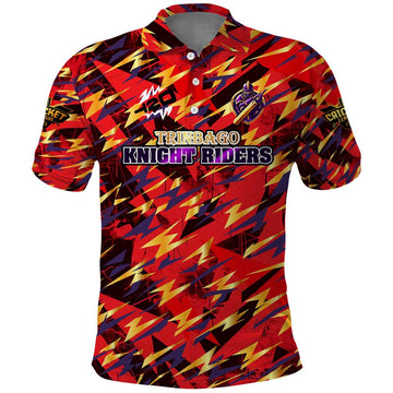 Personalised Trinidad and Tobago Cricket Knight Riders Polo Shirt Trinbagos Thunder Charge DT02