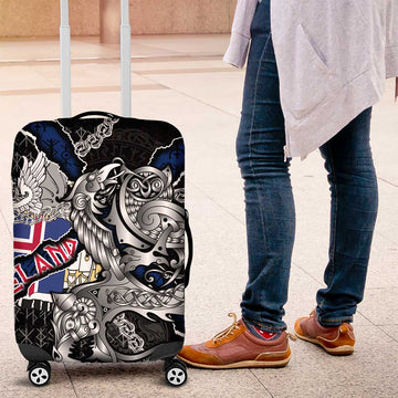 Iceland Vikings Luggage Cover Nordic Lion Bound in Runes and Chains DT02
