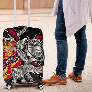 Norway Vikings Luggage Cover Nordic Lion Bound in Runes and Chains DT02
