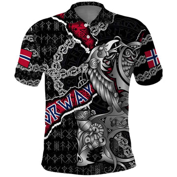Personalized Norway Vikings Polo Shirt Nordic Lion Bound in Runes and Chains DT02