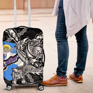 Faroe Islands Vikings Luggage Cover Nordic Lion Bound in Runes and Chains DT02