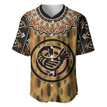 Printed Mud Cloth and Adinkra Symbol Baseball Jersey DT02