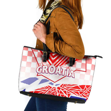 Forever Croatia Leather Tote Bag Hrvatska Trobojnica Checkerboard DT02