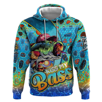 Personalized Kiss My Bass Fishing Hoodie Fish Me Luck DT02