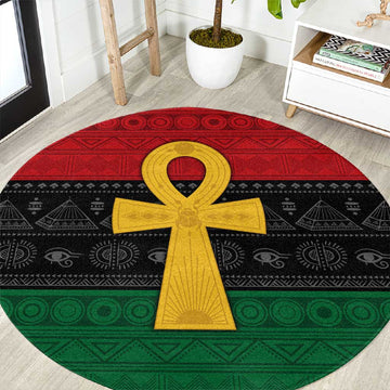 Pan African Ankh Round Carpet Egyptian Cross DT02