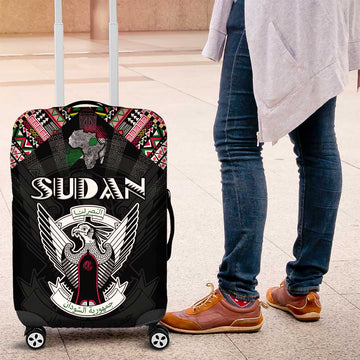 Sudan Roots Luggage Cover African Map in Fingerprint and Tribal Colors DT02