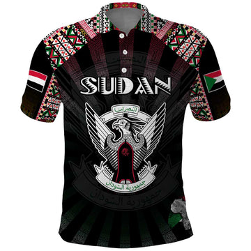 Personalized Sudan Roots Polo Shirt African Map in Fingerprint and Tribal Colors DT02
