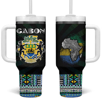 Gabon Roots Tumbler With Handle African Pride in Fingerprint and Tribal Colors DT02