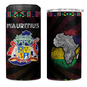 Mauritius Roots 4 in 1 Can Cooler Tumbler African Pride in Fingerprint and Tribal Colors DT02