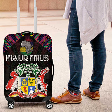 Mauritius Roots Luggage Cover African Map in Fingerprint and Tribal Colors DT02