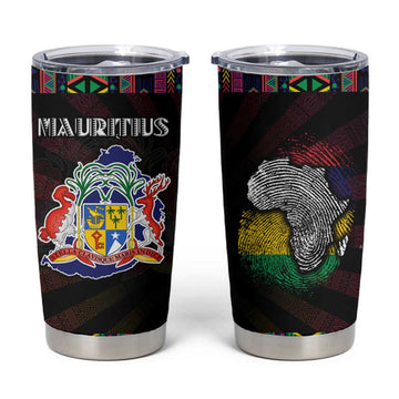 Mauritius Roots Tumbler Cup African Pride in Fingerprint and Tribal Colors DT02
