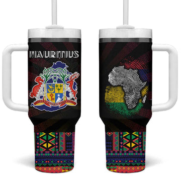 Mauritius Roots Tumbler With Handle African Pride in Fingerprint and Tribal Colors DT02