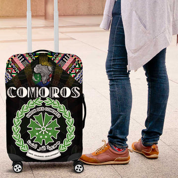 Comoros Roots Luggage Cover African Map in Fingerprint and Tribal Colors DT02