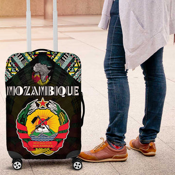 Mozambique Roots Luggage Cover African Map in Fingerprint and Tribal Colors DT02