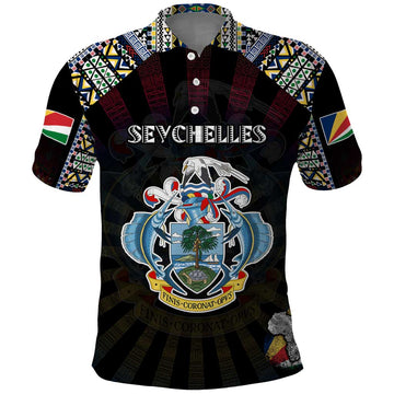 Personalized Seychelles Roots Polo Shirt African Map in Fingerprint and Tribal Colors DT02
