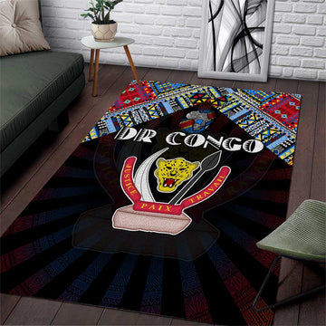 DR Congo Roots Area Rug African Pride in Fingerprint and Tribal Colors DT02