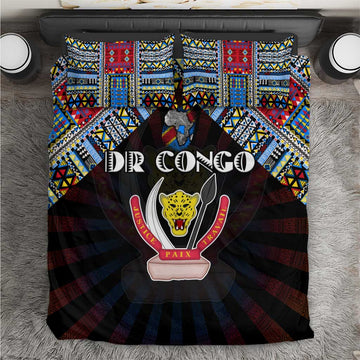 DR Congo Roots Bedding Set African Pride in Fingerprint and Tribal Colors DT02