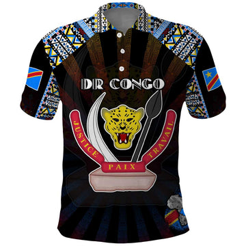 Personalized DR Congo Roots Polo Shirt African Map in Fingerprint and Tribal Colors DT02
