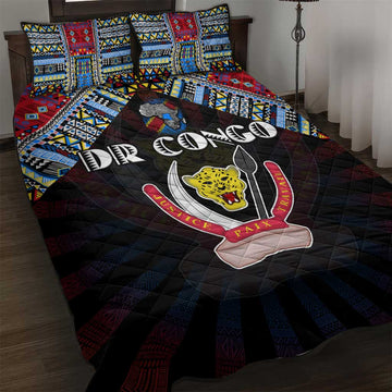 DR Congo Roots Quilt Bed Set African Pride in Fingerprint and Tribal Colors DT02