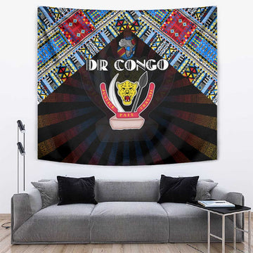 DR Congo Roots Tapestry African Pride in Fingerprint and Tribal Colors DT02