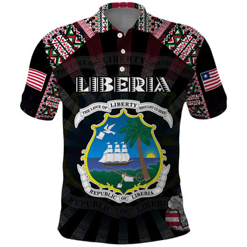 Personalized Liberia Roots Polo Shirt African Map in Fingerprint and Tribal Colors DT02