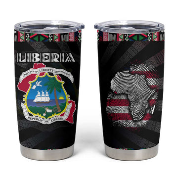 Liberia Roots Tumbler Cup African Pride in Fingerprint and Tribal Colors DT02