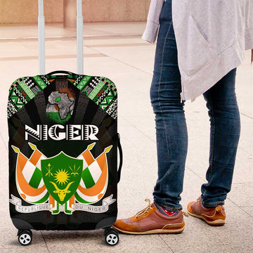 Niger Roots Luggage Cover African Map in Fingerprint and Tribal Colors DT02