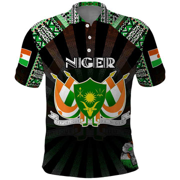 Personalized Niger Roots Polo Shirt African Map in Fingerprint and Tribal Colors DT02