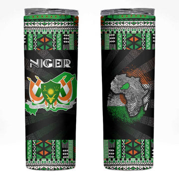 Niger Roots Skinny Tumbler African Pride in Fingerprint and Tribal Colors DT02