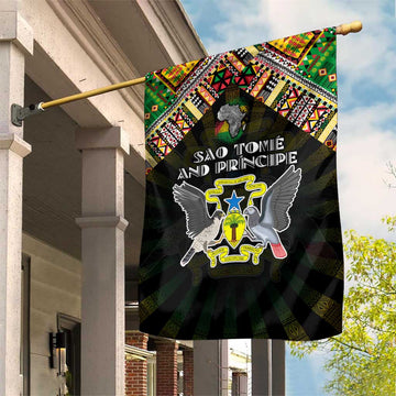 Sao Tome and Principe Roots Garden Flag African Pride in Fingerprint and Tribal Colors DT02