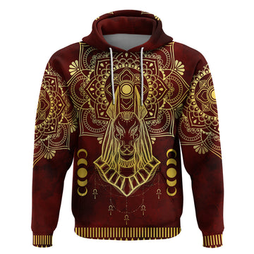 Personalized Anubis Hoodie Ancient Egyptian Pattern In Red DT02