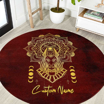 Personalized Anubis Round Carpet Ancient Egyptian Pattern In Red DT02