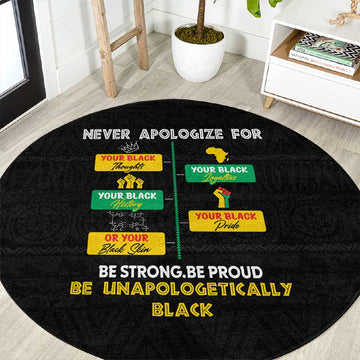 Never Apologize For Your Pride Round Carpet African Black History DT02
