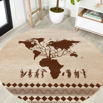 Root Africa Round Carpet African Map DT02