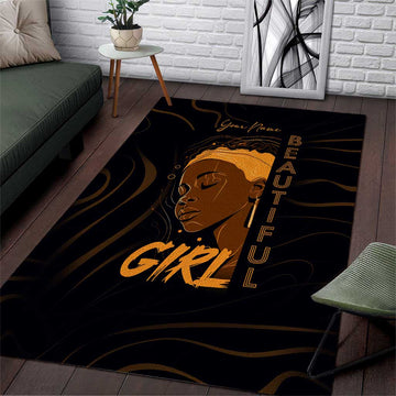 Personalized Beautiful Black Girl Area Rug - Women of Africa Design DT02