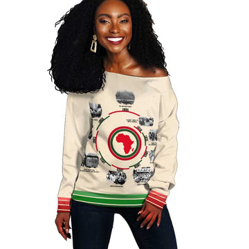 Black History Milestones - African Timeline Off Shoulder Sweater DT02