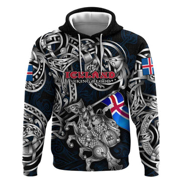 Personalized Iceland Viking Blood Hoodie Nordic Runes and Shield of Ancestry in Tribal Knotwork DT02