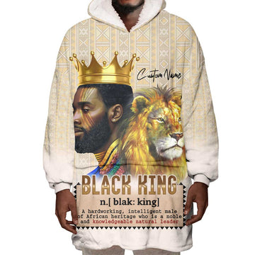 Lion Black King Wearable Blanket Hoodie African Heritage DT02