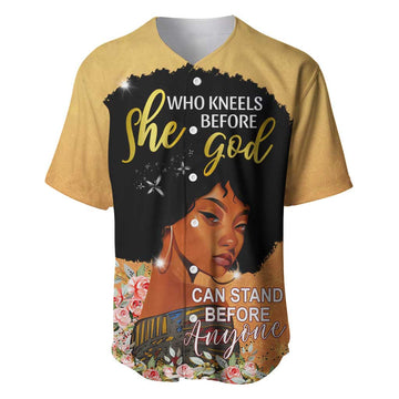 Personalized African Black Women Baseball Jersey She Who Kneels Before God DT02