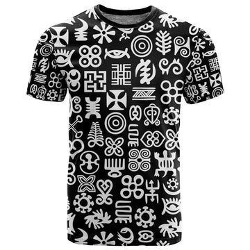 African Adinkra T shirt - Mixed Pattern Symbols DT02
