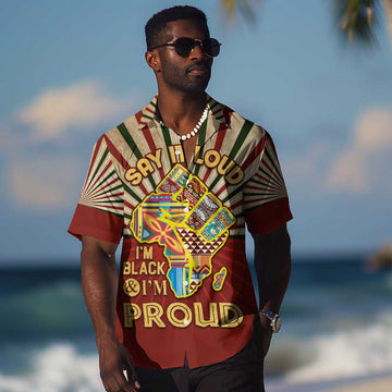 Proud African Hawaiian Shirt - Hand Up Africa Map Art DT02