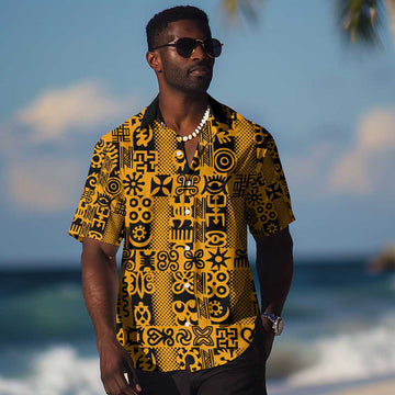 West African Yellow Art - Adinkra Culture Hawaiian Shirt DT02