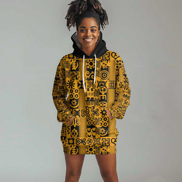 West African Yellow Art - Adinkra Culture Hoodie Dress DT02