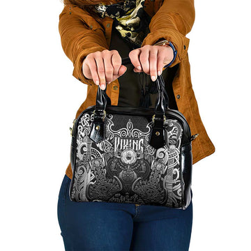 Scandinavian Viking Shoulder Handbag Norse Warrior Sigil - Helmet and Battle Axes DT02