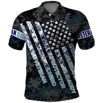 Veteran Hero Protector Husband Daddy Polo Shirt Veteran Fathers Day DT02