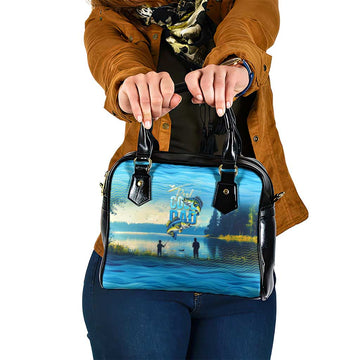 Reel Cool Dad Fishing Shoulder Handbag Father Hooked on Love and Lakeside Moments DT02